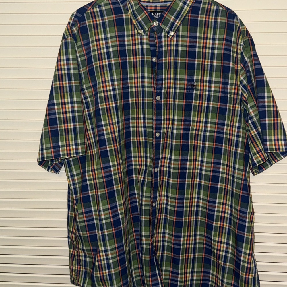 Chaps Blue and Green plaid Casual Button Down Shirt